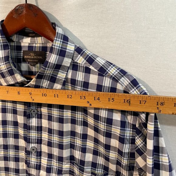 Rodd & Gunn Shirt Mens L Button Front Sports Fit Blue White Plaid Colorful - Picture 8 of 14